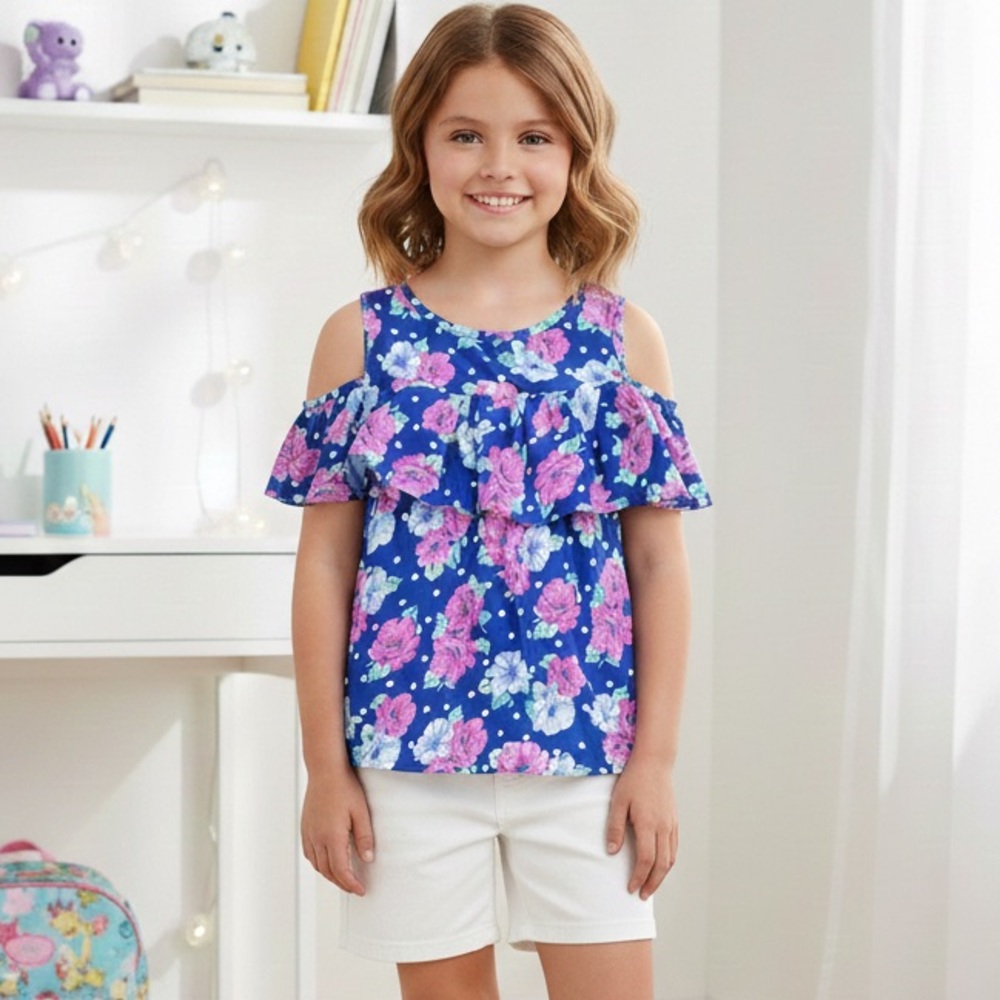 Girls Floral Off the Shoulder Top